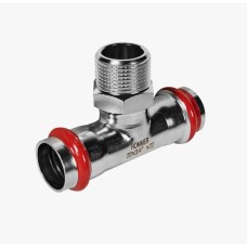 Тройник-переходник ВПр-НР, 22х3/4, из нержавеющей стали прессовой ROMMER