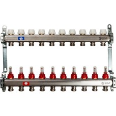 Коллектор Stout из нержавеющей стали с расходомерами  10 выходов