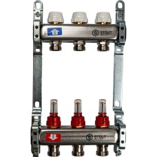 Коллектор Stout из нержавеющей стали с расходомерами  3 выхода