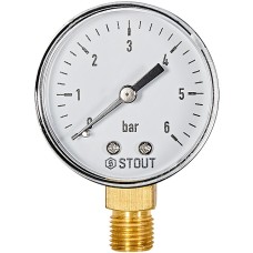 Манометр радиальный 50 мм 1/4 6 бар STOUT Манометр радиальный 50 мм 1/4 6 бар STOUT