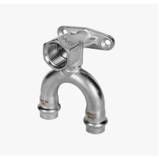 Угольник проходной настенный с креплением ВПр-ВР, 15х1/2, из нержавеющей стали прессовой ROMMER